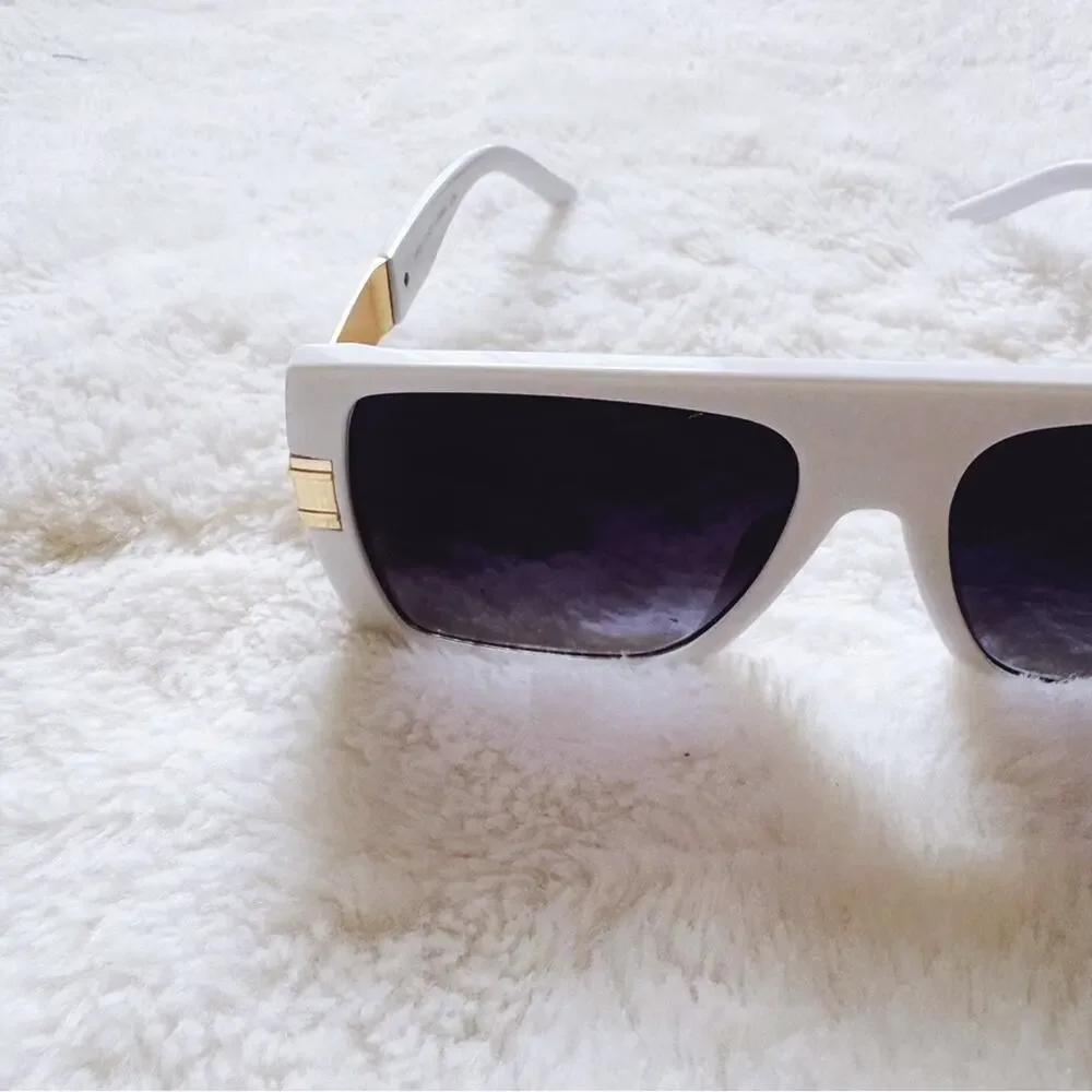 Inez White Oversized Square Sunglasses